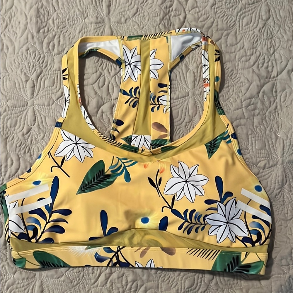 Floral Yellow Racerback Bra